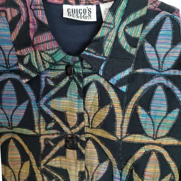 Vtg Chicos Womens Jacket Sz. 10 Colorful Embroidered Button Front Floral Lined - Picture 6 of 11